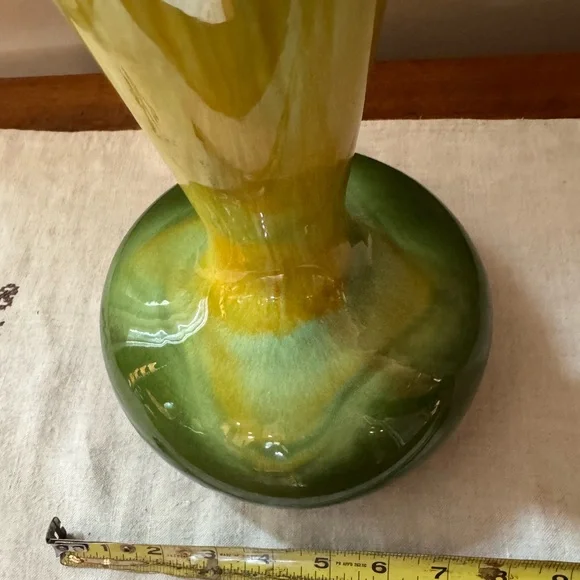 Elegant Green and Yellow Ceramic Vase - Picture 3 of 6